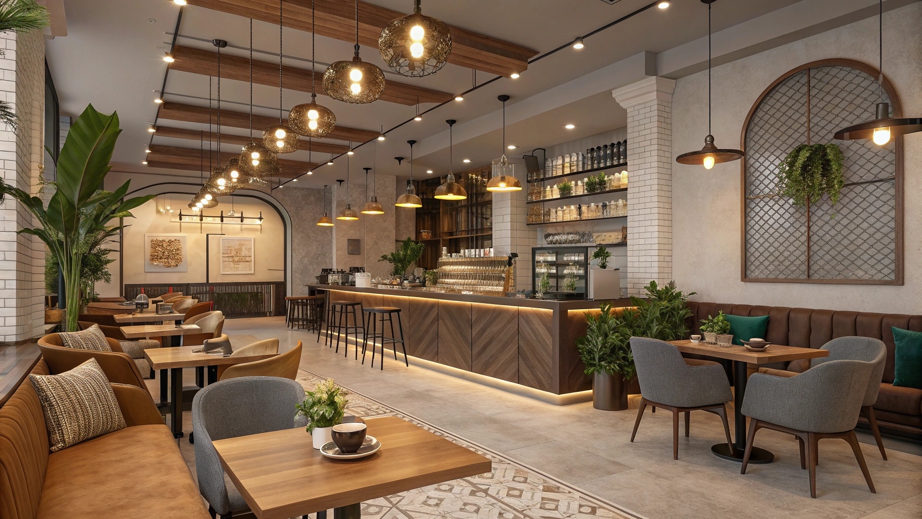 تصميم كافيه عصري مع ديكورات داخلية - CMS GROUP